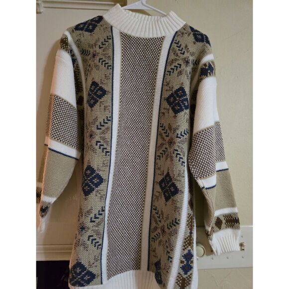 VTG 80's Clifton Place Made in USA Western Browns Ski Slope Men's SZ XL Sweater - Picture 1 of 4